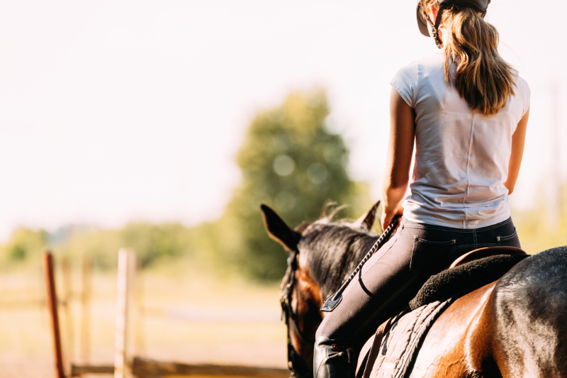 woman riding horses